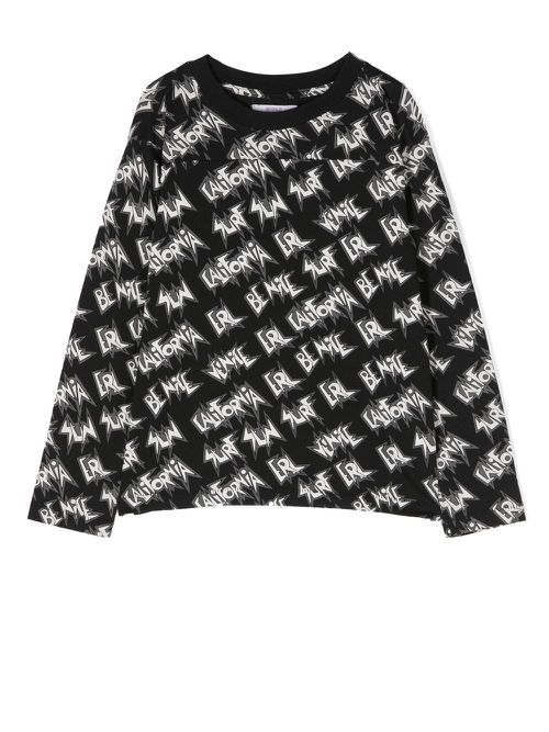 Text-print long-sleeved T-shirt - Black