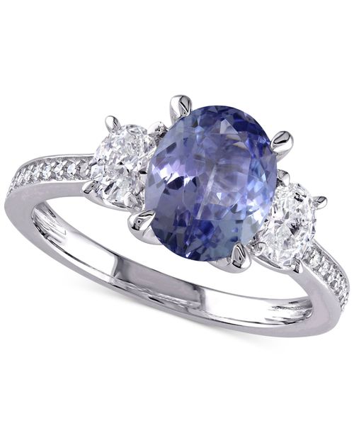 Tanzanite (2 ct. t.w.) & Diamond (5/8 ct. t.w.) Ring in 14k White Gold - Tanzanite