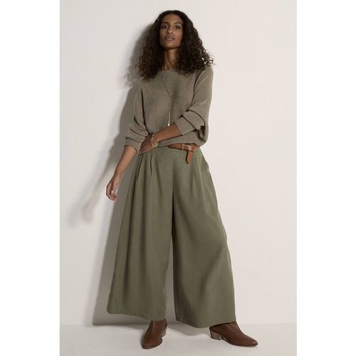 Apricot Women's Soft Woven Wide-Leg Trousers in Khaki