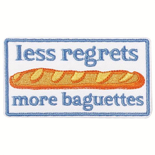 TEMU "less More " Embroidered Iron-on Patch - Light French Bakery Design, Paris Aesthetic Gift For Kitchen Apparel Accessories, Bakery Themed