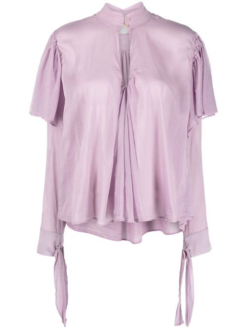 Ruffled draped blouse - Purple