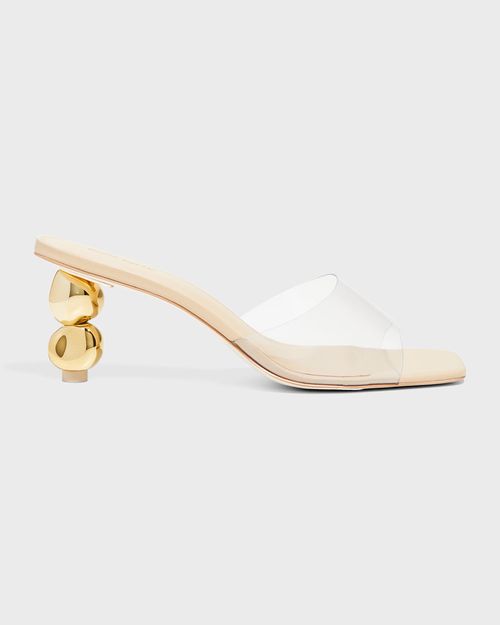 Gigi Metallic Sphere-Heel Vinyl Sandals