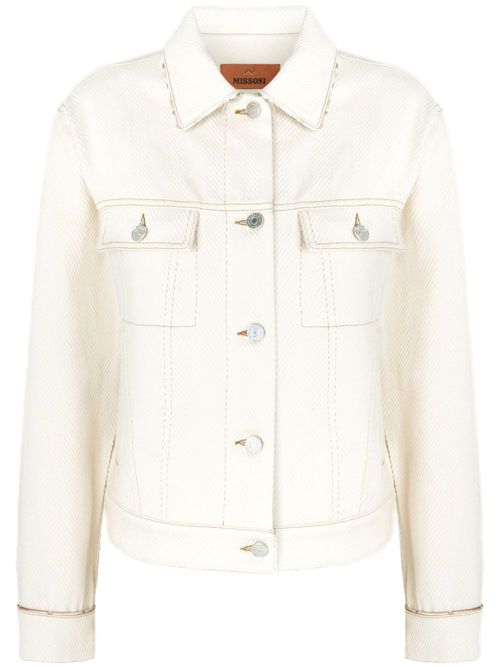 Zigzag-woven jacket - White
