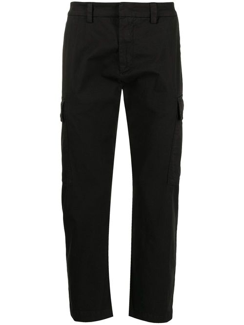 Pressed-crease stretch-cotton tailored trousers - Black