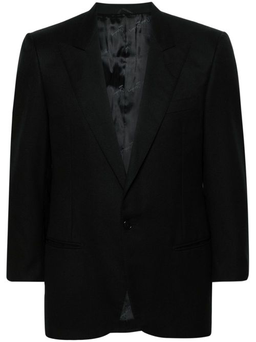1980s peak lapels wool blazer - Black