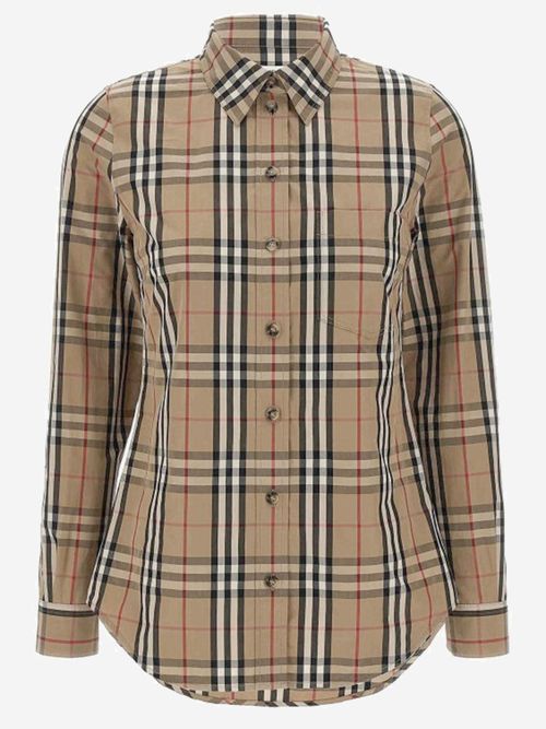Checked Cotton Shirt — Beige