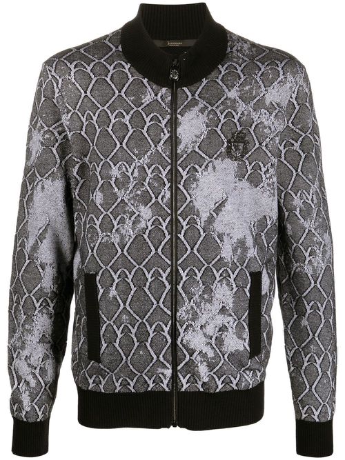 Embroidered logo-crest bomber jacket - Black