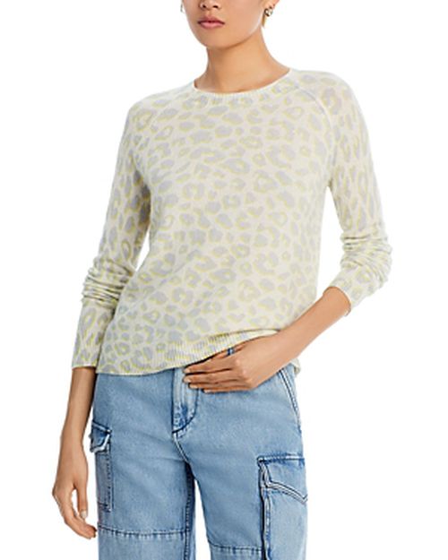 Cashmere Leopard Print Crewneck Cashmere Sweater - 100% Exclusive