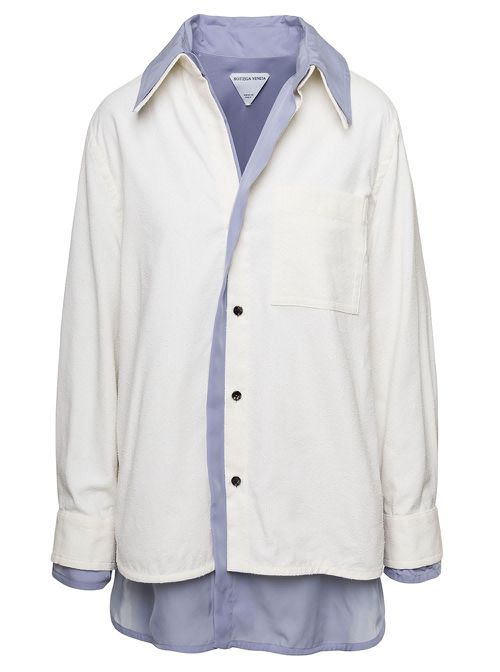 White Relaxed Fit Double Layer Shirt In Cotton Woman