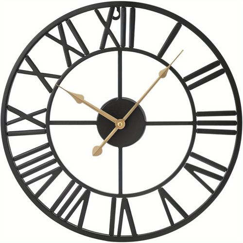 TEMU Roman Wall Clock Metal Large Wall Clocks For Living Room Vintage Clocks For Bedrooms Kitchen Home Accessories Silent Non-ticking Cafe Hote