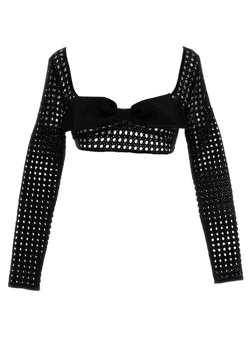 Macramé Cropped Top — Black