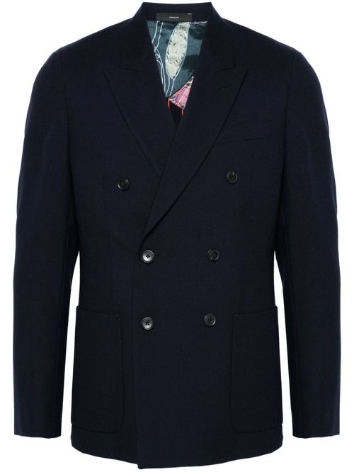 Notched lapels double-breasted blazer - Blue