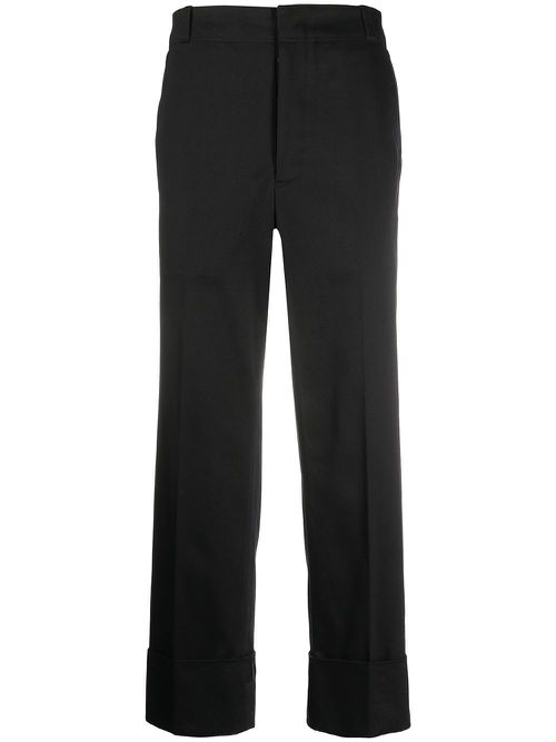 Straight-leg twill cotton trousers - Black