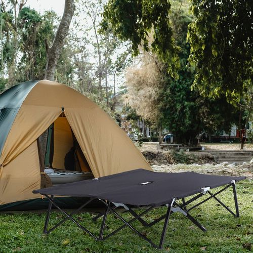 Double Camping Folding Cot Outdoor Portable Sleeping Bed with Carry Bag