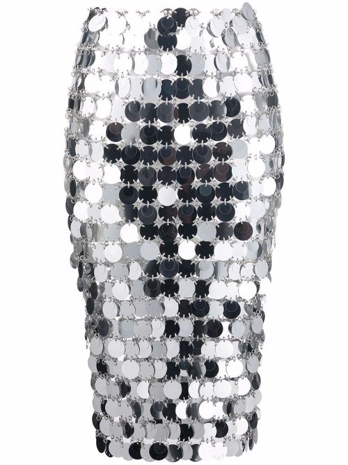 Mirror-effect sequin midi skirt - Grey