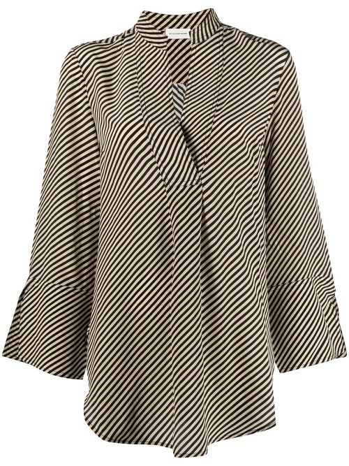 Silk diagonal-stripe blouse - Neutrals