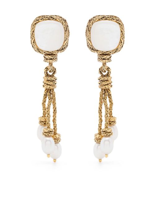 MIKI MOTHER OF PEARL CLIP EARRINGS - Gold