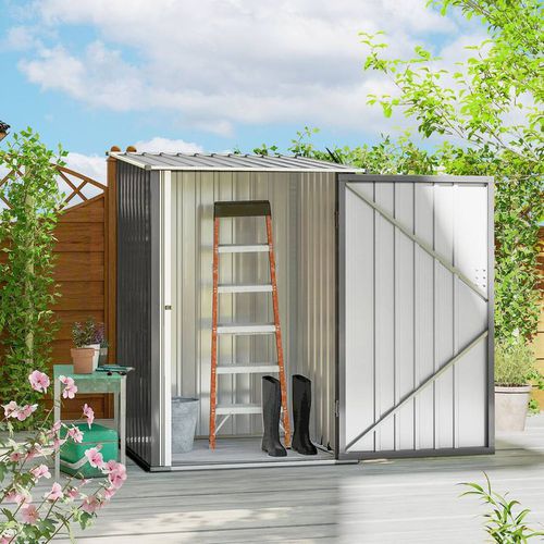 Outsunny 3. X 3. Outdoor Storage Shed Steel Garden Shed W/ Lockable Door In Grey