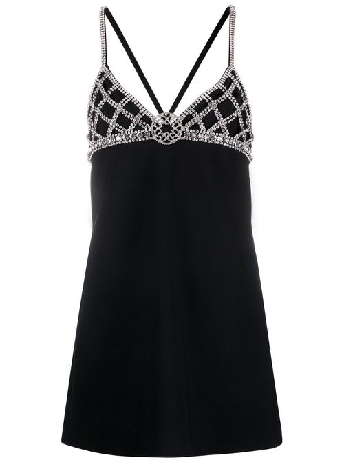 Crystal open-back minidress - Black
