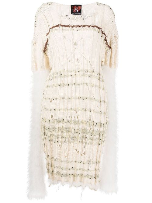 Multi-knit midi jumper dress - Neutrals