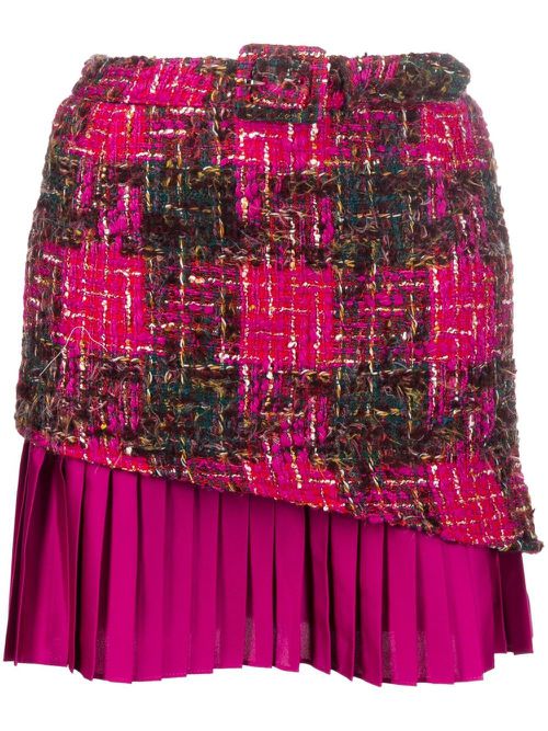 Boucle pleated skirt - Pink