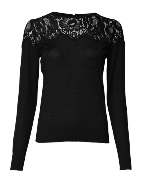 Floral Lace Blouse — Black
