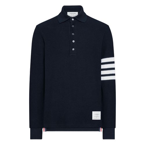 4-Bar Textured-pique Long-sleeved Polo Shirt