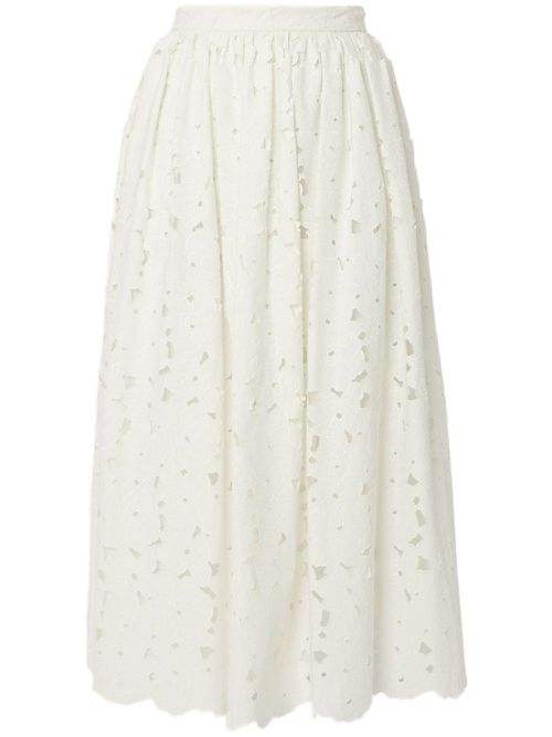 Gathered midi skirt - White