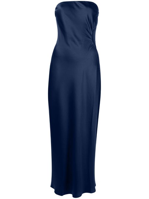 Nevaeh strapless satin midi dress - Blue