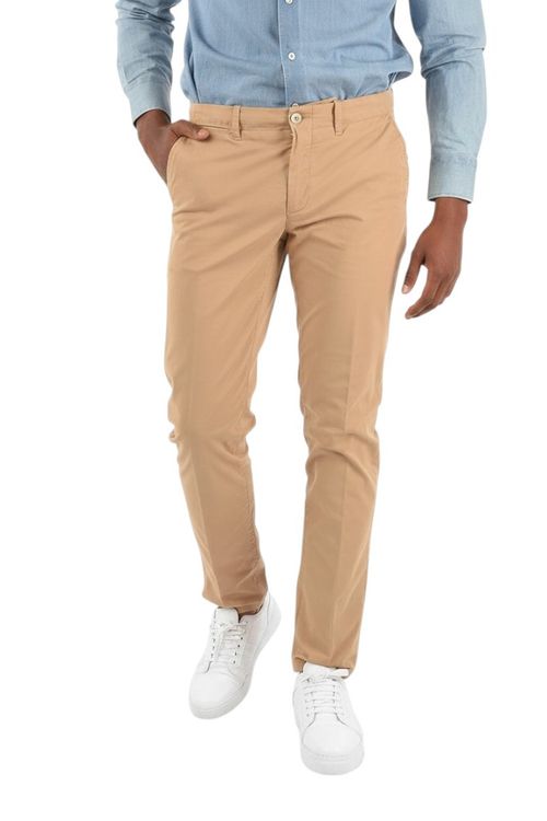 Beige Regular Chino Trousers