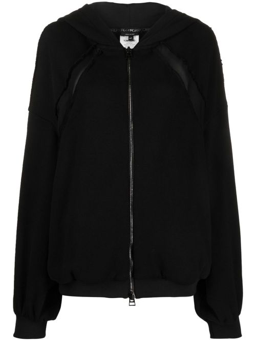 Panelled zip-up hoodie - Black