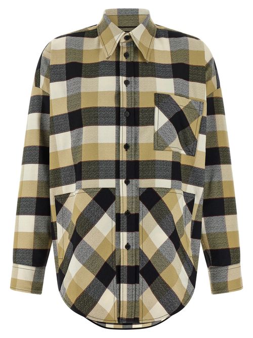 Checked Wool-Blend Shirt — Beige