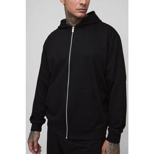 Tall 260GSM Loopback Oversized Fit Basic Zip Through Hoodie