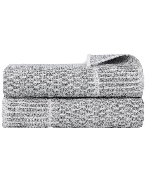 Superior Set of 2 Juno Medium Weight Checkered Border Bath Sheets