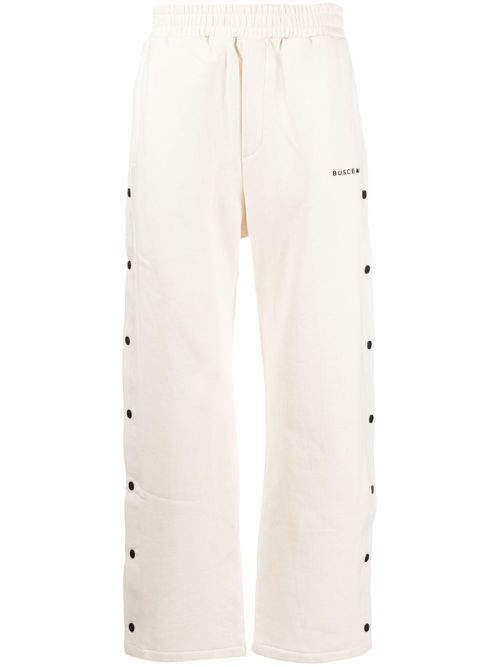 Button-embellished track pants - White