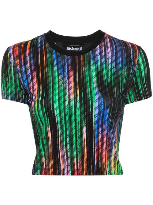 All-over logo-print cropped top - Black
