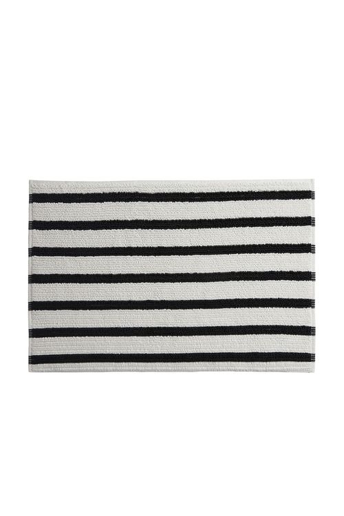 Parachute Organic Resort Stripe Tub Mat in Plaster With Soft Black - Black,White.  a