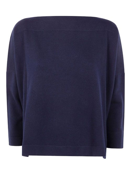 Boat-neck wool sweater - Blue