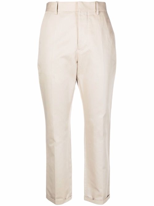 Cropped straight-leg trousers - Neutrals