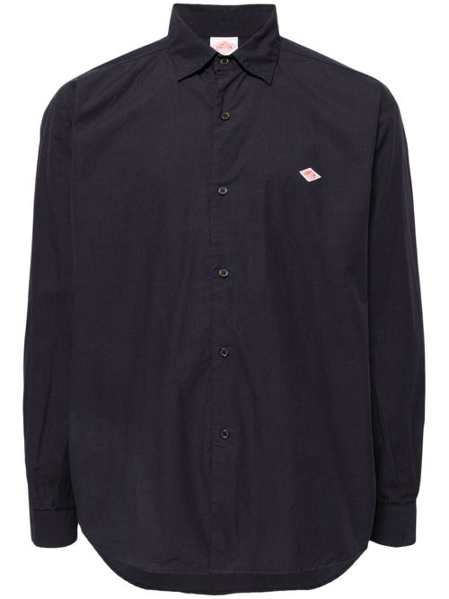 Logo-appliqué cotton shirt - Blue
