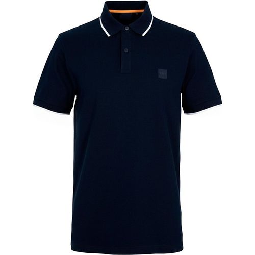 Boss Mens Pique Logo Polo Shirt in Dark Blue - Sma
