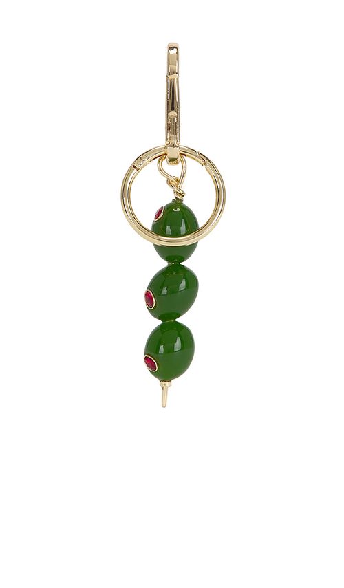 BaubleBar Briny Baby Olive Bag Charm in Green & Gold. a