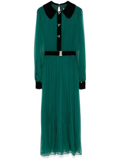 Belted silk midi dress - Green