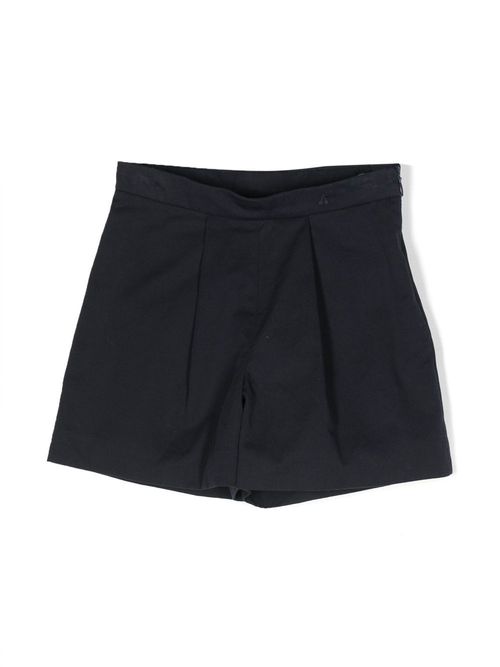 Pleat-detailing cotton shorts - Blue