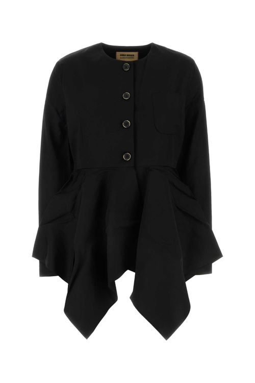 Viscose-Cotton Blend Jacket — Black