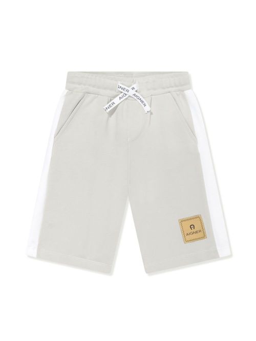 Logo-appliqué cotton track shorts - Grey