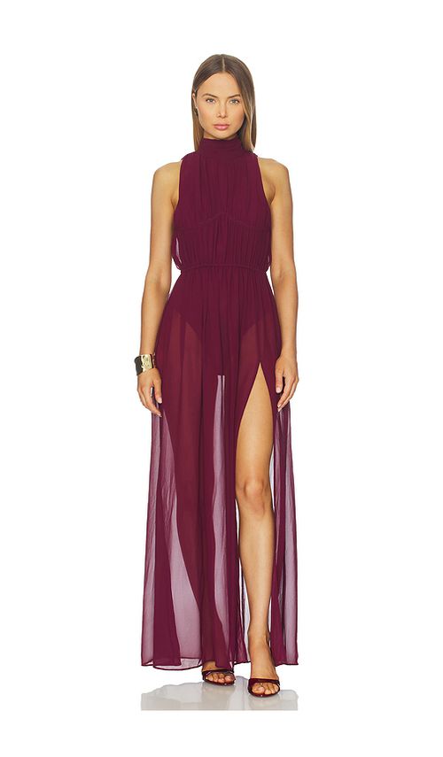 Michael Costello x REVOLVE Cadiz Gown in Burgundy. XL also in L, M, S