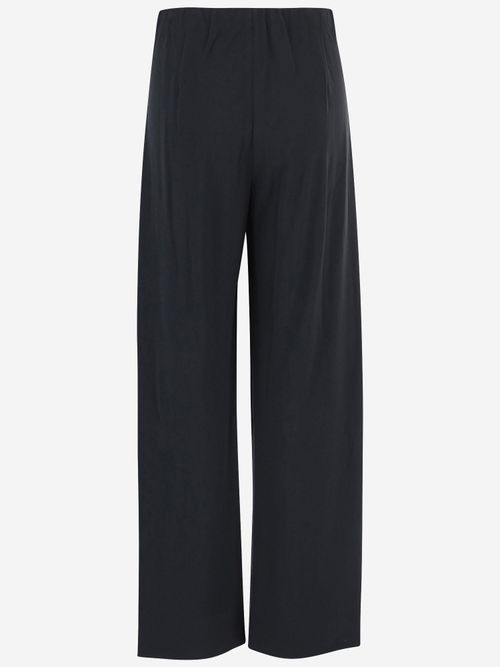 Acetate Wide-Leg Trousers — Navy