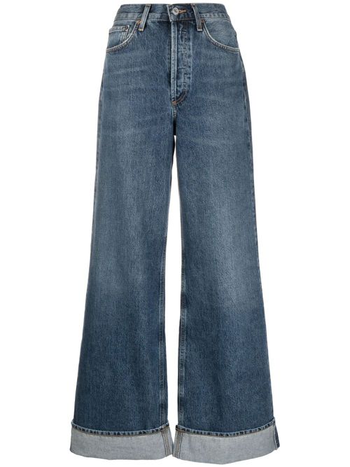 Dame wide-leg organic-cotton jeans - Blue