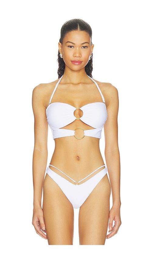 Luli Fama x REVOLVE Double Loop Bandeau Crop Top in White. - XS also in S, M